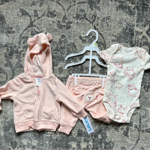 Carter's Soft Pink Baby Hoodie and Onesie Set NWT - Picture 1 of 5